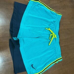 Women’s Nike Dry-Fit Blue and Yellow Athletic Shorts Size Small